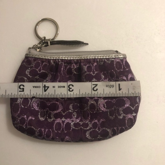 Coach purple silver optic coin pouch key ring - Picture 6 of 7